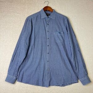Rodd & Gunn Mens Medium Blue Gingham Shirt Woven in Italy Original Fit